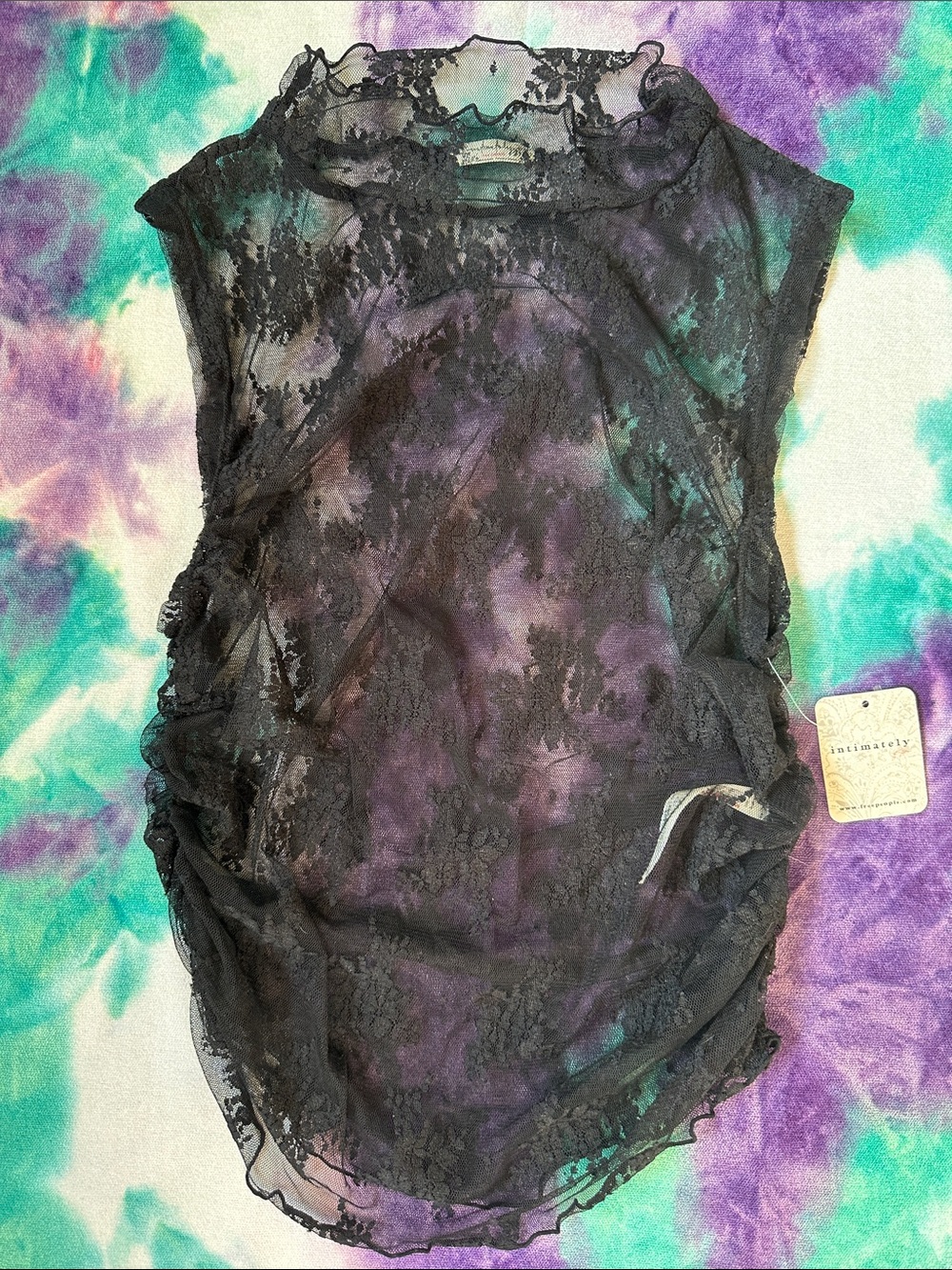 Free People Black Lace Sheer Camisole